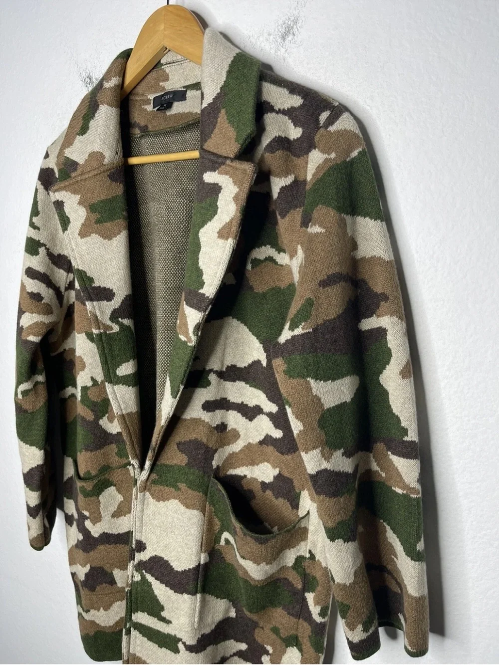 J.Crew Sophie Open-Front Sweater-Blazer in Camo Cotton Blend Jacket XS
